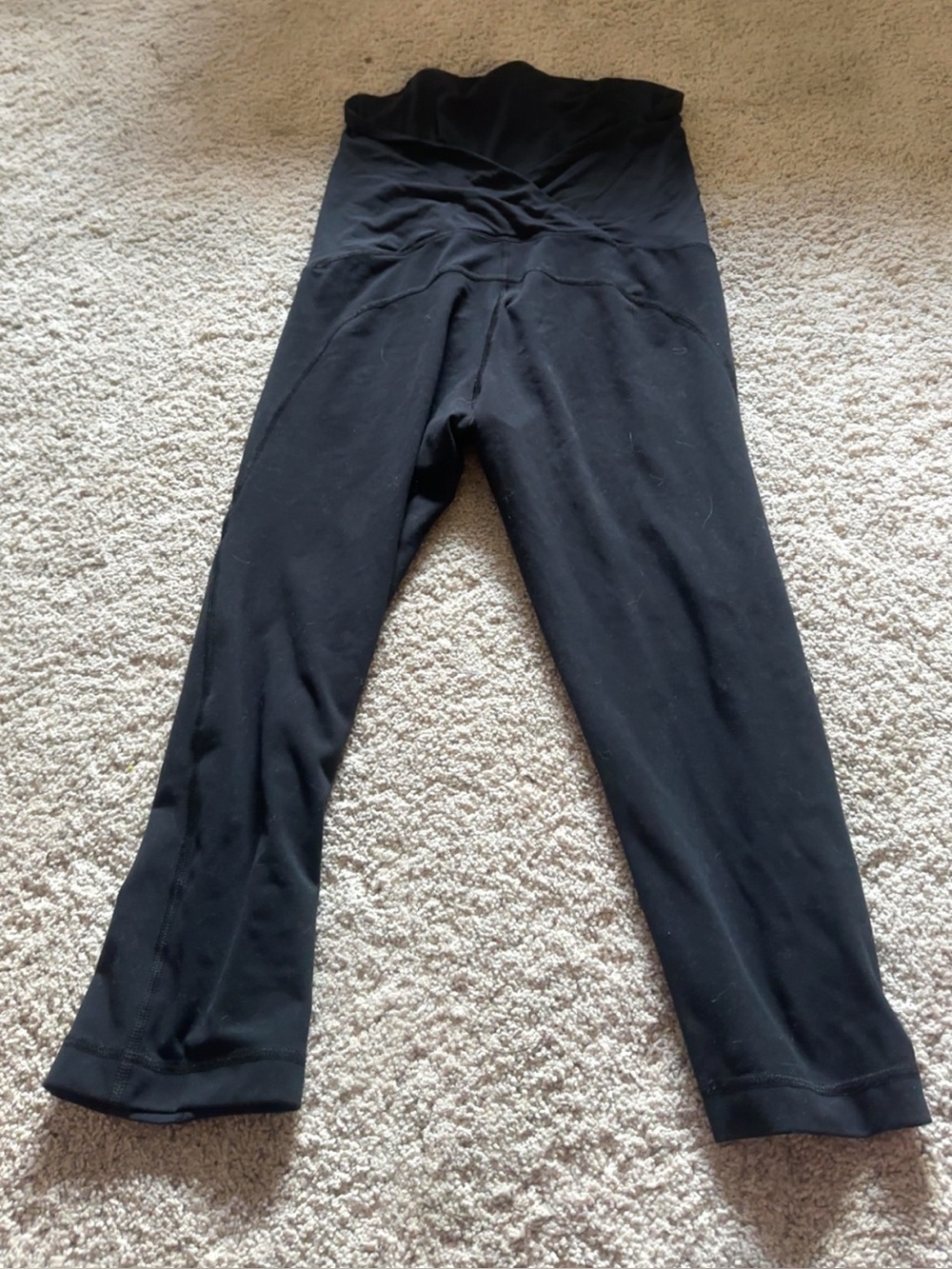 Isabel maternity black leggings criss cross waist band